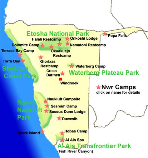 Namibia Wildlife Resorts Location Map