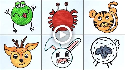 How to Draw Animals Drawing using Circle | Animal Faces with Circle ...