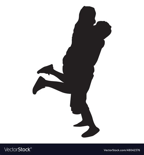 Couple hug silhouette Royalty Free Vector Image