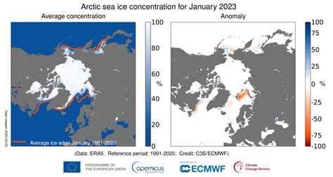 Sea ice cover for January 2023 | Copernicus