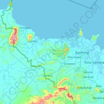 Kuching Division topographic map, elevation, terrain