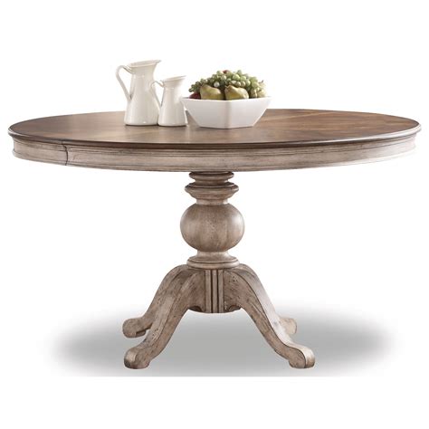 Flexsteel Ventura Relaxed Vintage Pedestal Dining Table with Leaves ...