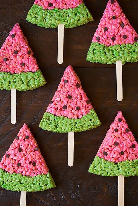 Watermelon Rice Krispie Treats - Cooking Classy