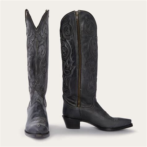 Black Corded Design Side Zip Cowboy Boot | Stetson