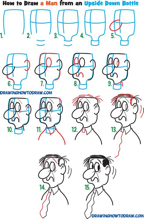 Learn How to Draw Cartoon Men Character’s Faces from Household Objects ...