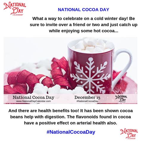 NATIONAL COCOA DAY - December 13 | Cocoa, Wacky holidays, Educational ...