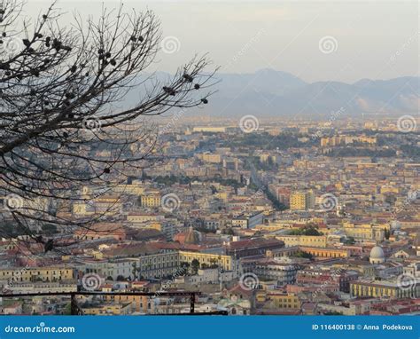 The City of Naples from Above. Napoli. Italy. Vesuvio Volcano Behind ...