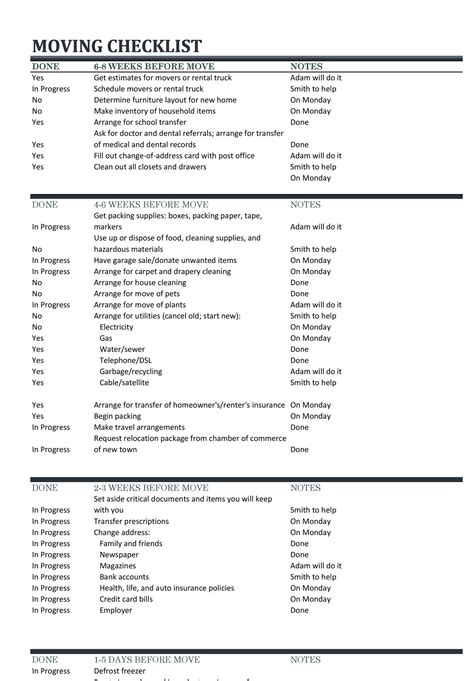 45 Great Moving Checklists [Checklist for Moving In / Out] ᐅ TemplateLab