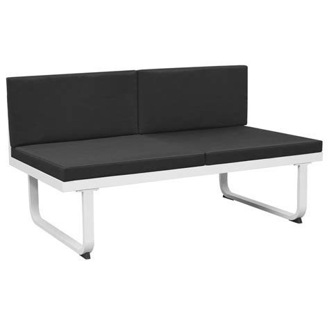 5 Piece Patio Lounge Set Textilene Aluminum Black