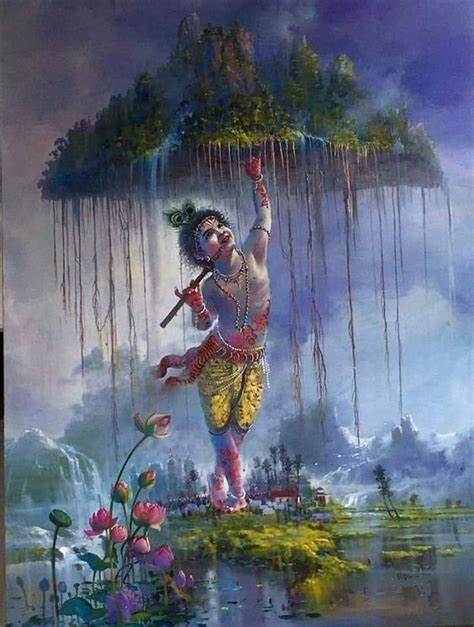 Krishna Hand Painted Painting On Canvas U (Without Frame) - SoulSpaze