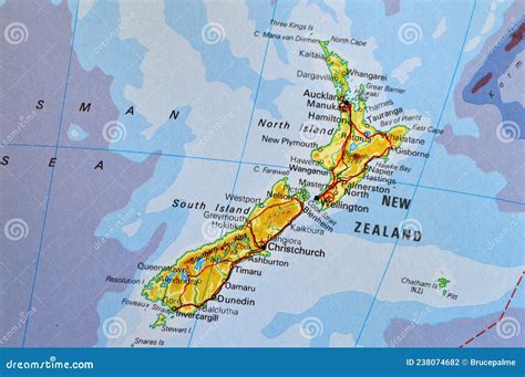 A Map of New Zealand with Major Cities Stock Photo - Image of islands ...