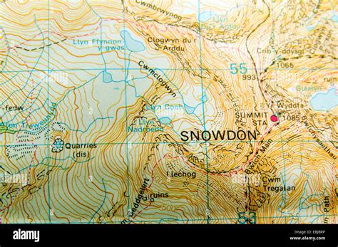 Ordnance Survey Map of Snowdon, North Wales, UK Stock Photo - Alamy