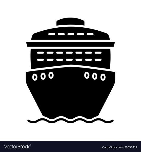 Cruise ship in front view glyph icon Royalty Free Vector