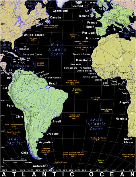 Atlantic Ocean Map | Map of Atlantic Ocean Area