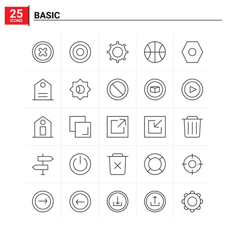 25 Basic icon set vector background 14651816 Vector Art at Vecteezy