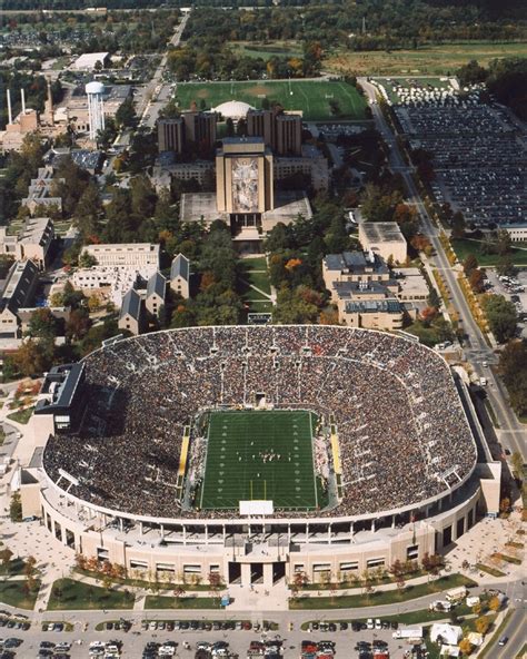 Touchdown Jesus - Aerial Of Notre Dame Stadium | Big 10 Football Framed ...