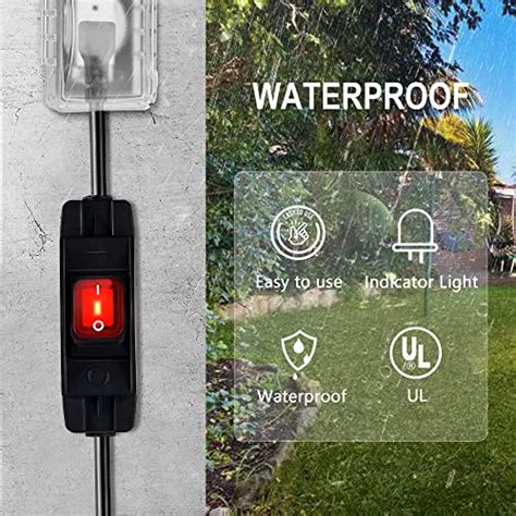 Outdoor Extension Cord with Switch On/Off Waterproof Switch 3 Prong ...