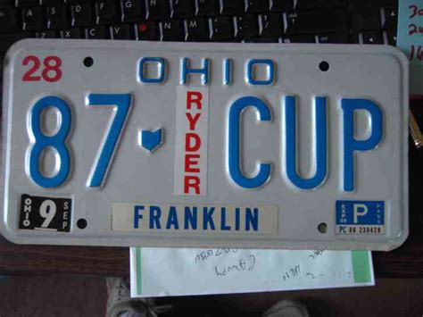 Ohio License Plate 1987-1988 Ryder Cup Golf Championship