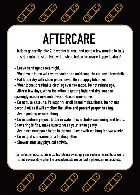 Tattoo Aftercare Instructions Printable