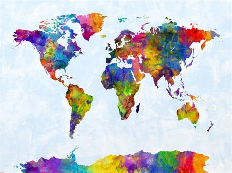 Watercolor Map of the World Map Art Print 2122 - Etsy