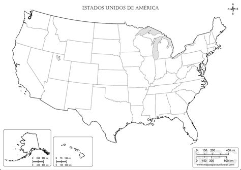 Mapas de Estados Unidos para colorear