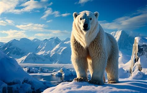 Premium AI Image | A majestic polar bear standing tall on a snowcovered ...