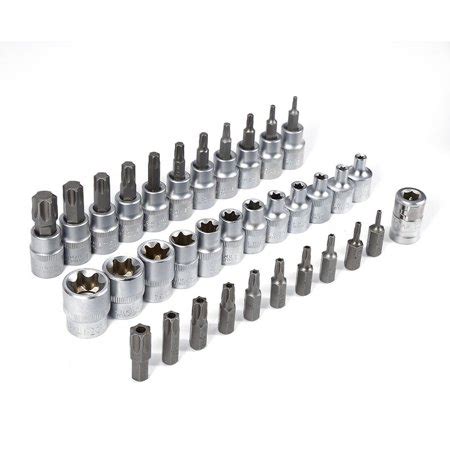 34 Piece Torx Socket Set I E4-E20 Nut Set I T10-T60 Torx Socket Set I ...