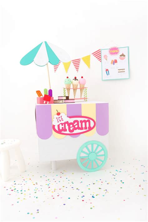 DIY Cardboard Box Ice Cream Cart - Damask Love