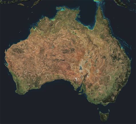 Australia Satellite Terrain Map