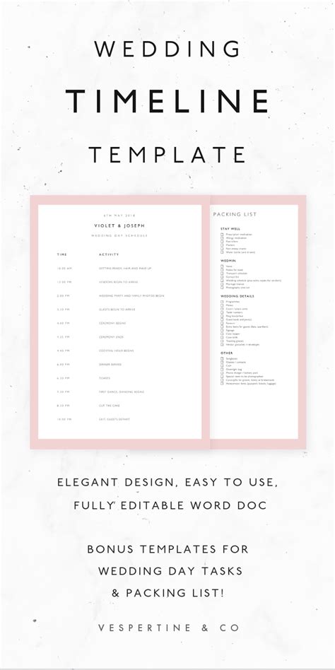 Day Of Wedding Timeline Template Free - Printable Templates Free