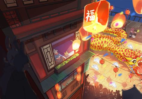 Lunar New Year lanterns, by me : r/WholesomeFantasyArt