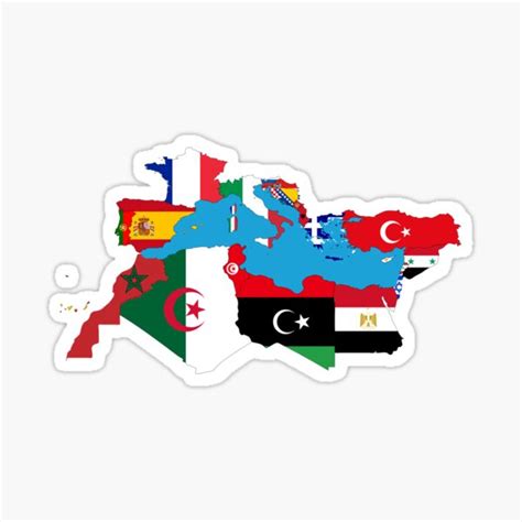 "mediterranean Flags, mediterranean map, Mediterranean Sea" Sticker for ...