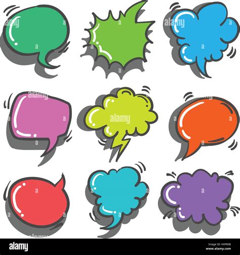 Collection text balloon style colorful vector illustration Stock Vector ...