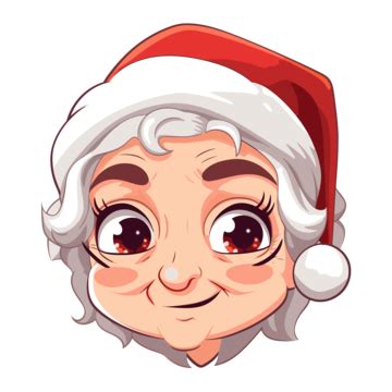 Mrs Claus Face Vector, Sticker Clipart An Old Lady Dressed In A Santa ...