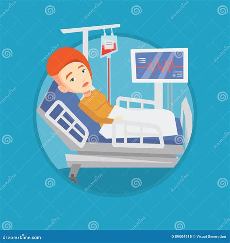 Woman Lying in Hospital Bed Vector Illustration. Stock Vector ...