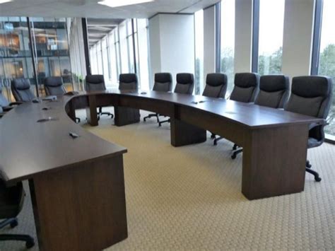 Custom U Shape Conference Table with Power Wood Veneer