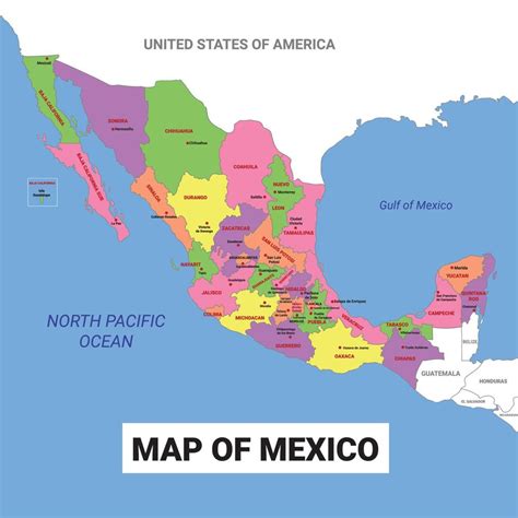 Map of Mexico 20852381 Vector Art at Vecteezy