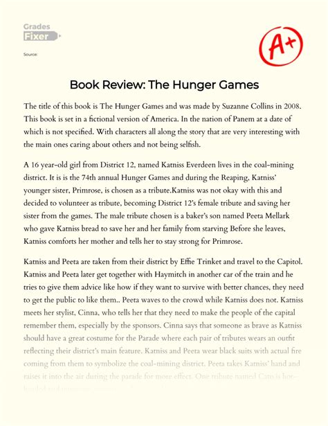 Book Review: The Hunger Games: [Essay Example], 2291 words