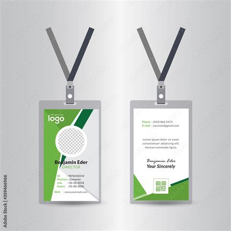 Creative ID Card Design Template. Identity badge With Photo Placeholder ...