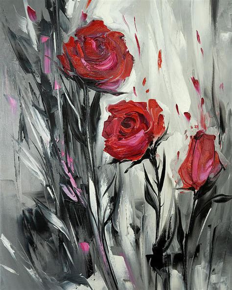 Black And White Abstract Flower Paintings