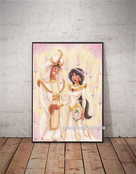 Disney Aladdin Jasmine Wedding Watercolour Fine Art Quality - Etsy