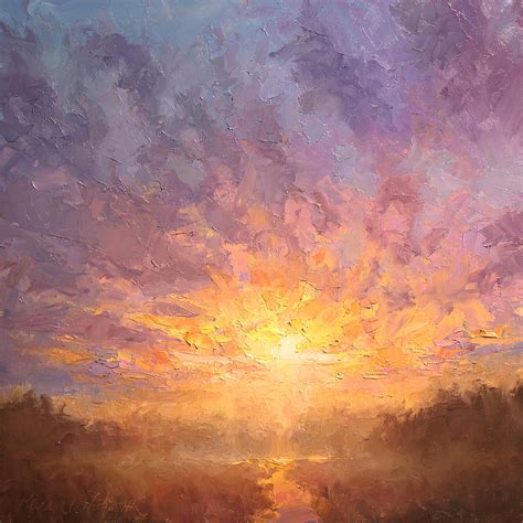 All Things New Impressionistic Sunrise Painting by Karen Whitworth