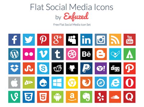 Free Flat Social Media Icons by Zac on Dribbble