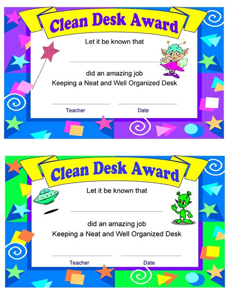 Clean Desk Award Printable - Printable Word Searches