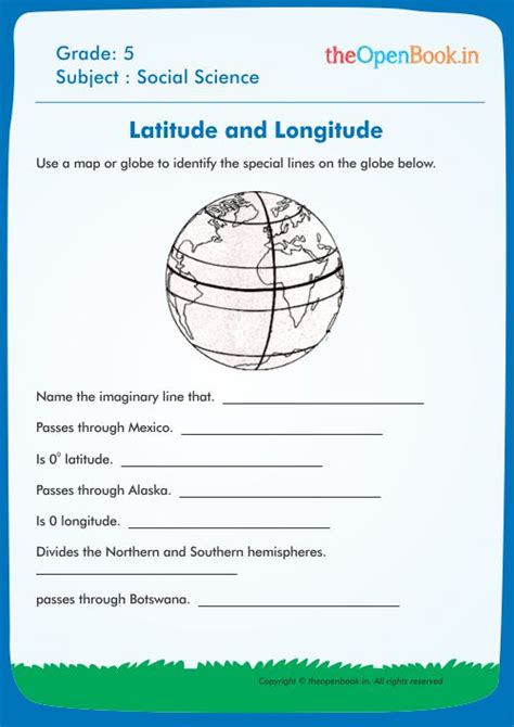 Longitude And Latitude Worksheets Grade 5