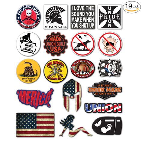 19-Pack Union Hard Hat, Tool Chest, Lunch Box Stickers | 100% Vinyl ...