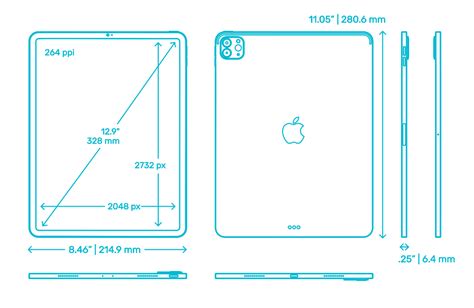 Apple iPad Pro - 12.9” (5th Gen) Dimensions & Drawings | Dimensions.com