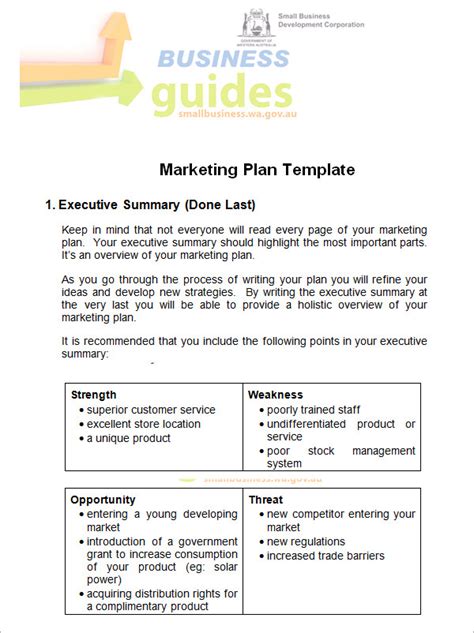 Marketing Plan For Small Business Template - Sfiveband.com