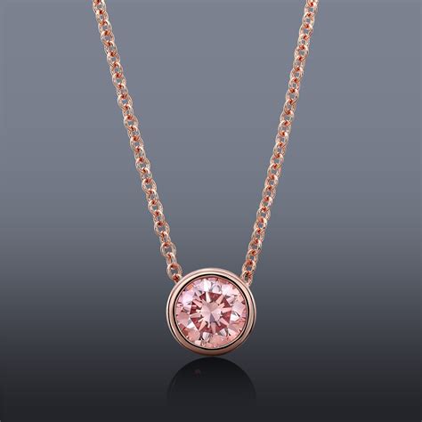 .25ct Pink Diamond Solitaire Necklace (Laboratory Grown) set in 14k ...