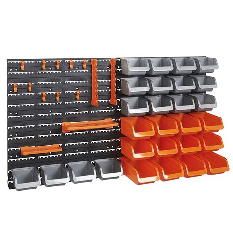 NEW 72 PCS WALL MOUNTED PEGHOOK STORAGE BIN PANEL SET GARAGE STORAGE ...